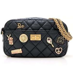 CHANEL Camera Bag with 2.55 Icon Charm in Aged Calfskin, A91768, Black, Women...